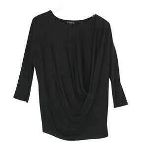 COS Drape Neck Front Black Tunic Top S Round Neck Jersey Pleated